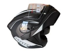 ÇENE AÇILIR KASK MAT SİYAH  GRİ E GREY  M  JK902