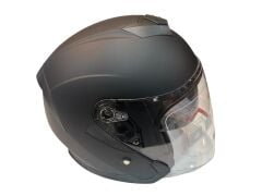 YARIM ÇENESİZ KASK JK-526 MAT SİYAH KIRMIZI ŞERİT M BEDEN