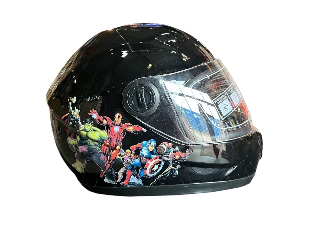 ÇOCUK KASK TAM KAPALI MARVEL PARLAK SİYAH
