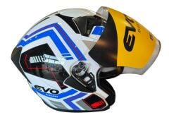 YARIM ÇENESİZ KASK EVO JK-528 BEYAZ MAVİ SİYAH L BEDEN