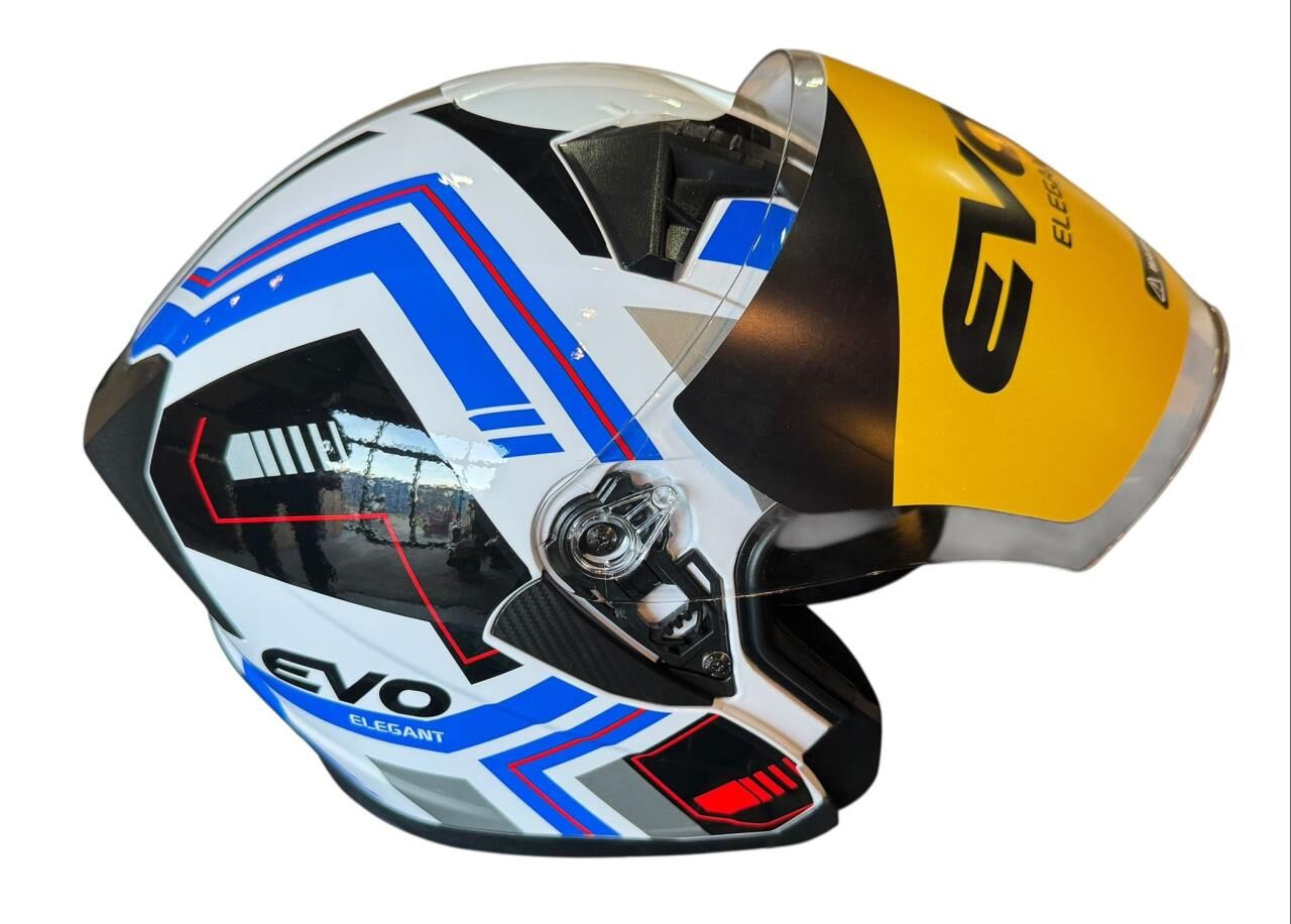 YARIM ÇENESİZ KASK EVO JK-528 KIRMIZI MAVİ SİYAH XL