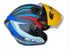 YARIM ÇENESİZ KASK EVO JK-528 MAVİ SİYAH M BEDEN