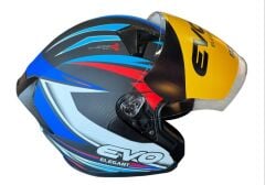 YARIM ÇENESİZ KASK EVO JK-528 MAVİ KIRMIZI SİYAH XL BEDEN
