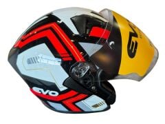 YARIM ÇENESİZ KASK EVO JK-528 KIRMIZI SİYAH M