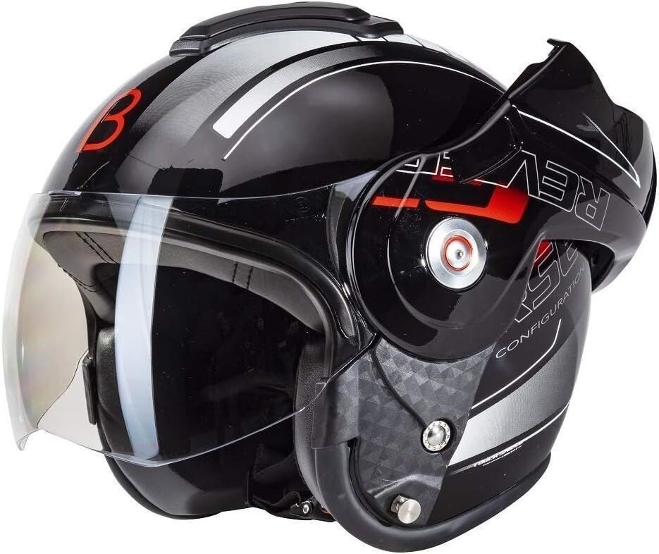 BEON B 702 RESERVE TAM AÇILIR KASK SİYAH BEYAZ KIRMIZI XL BEDEN