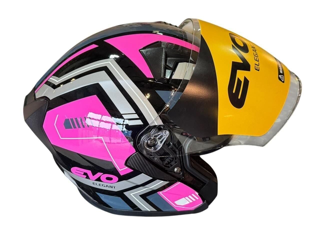 YARIM ÇENESİZ KASK EVO JK-528 PEMBE SİYAH SİYAH S BEDEN