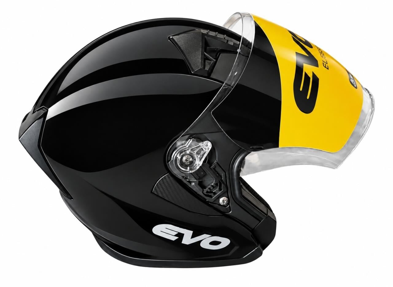 YARIM ÇENESİZ KASK EVO JK-528 PARLAK SİYAH S BEDEN