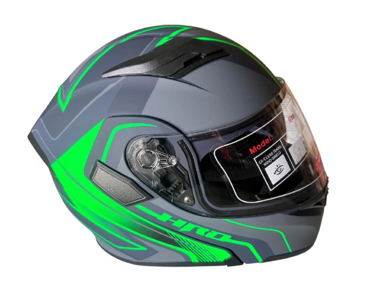 ÇENE AÇILIR KASK SİYAH GRİ YEŞİL AZ GREEN XXL BEDEN JK902