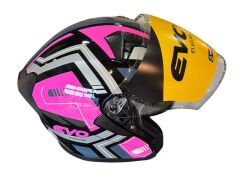 YARIM ÇENESİZ KASK EVO JK-528 PEMBE SİYAH SİYAH L
