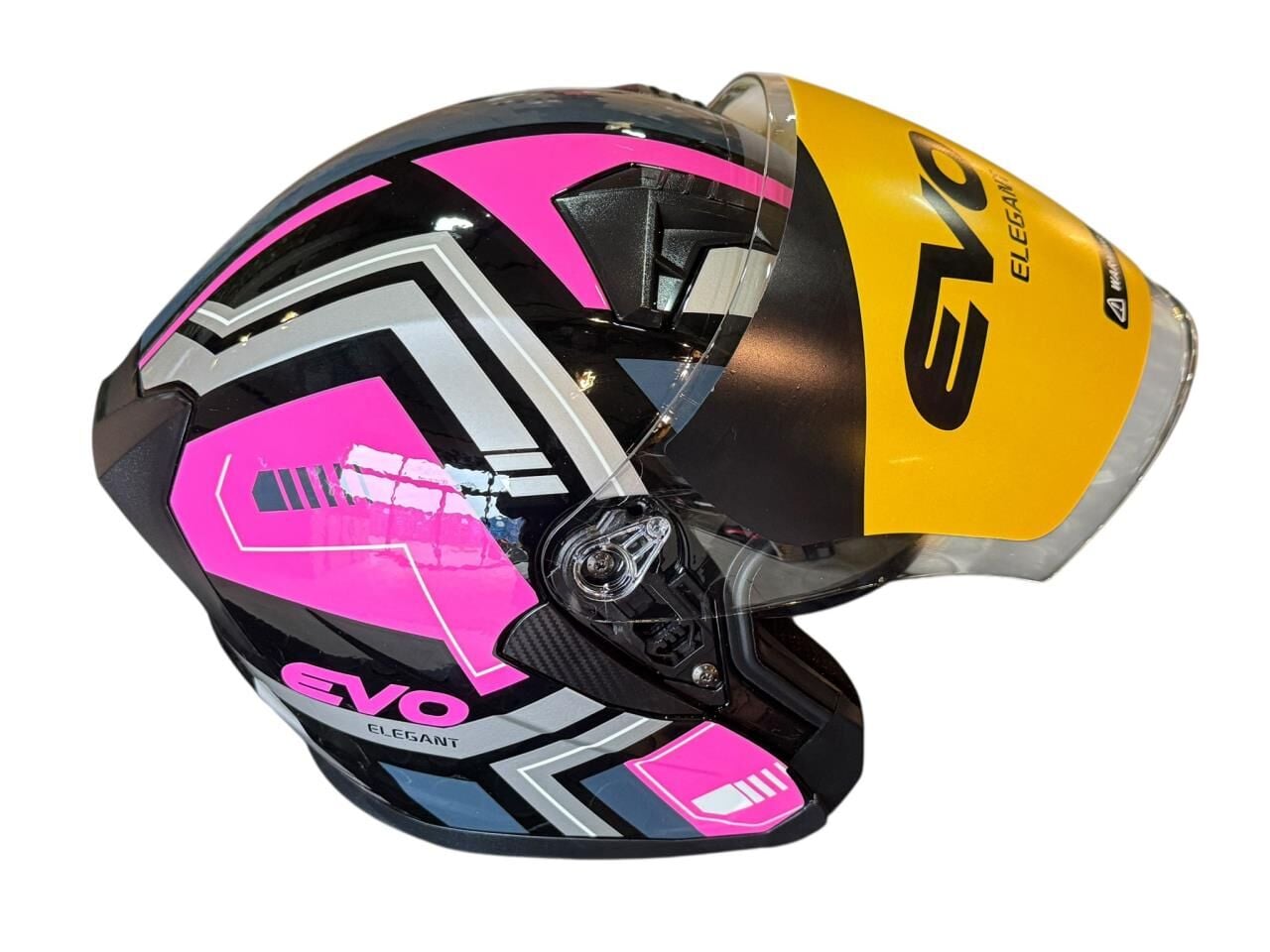 YARIM ÇENESİZ KASK EVO JK-528 PEMBE SİYAH SİYAH M BEDEN