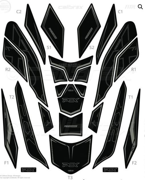 HONDA PCX 125 TANK PAD FULL SET 14 PARÇA SİYAH-GRİ 2021-2024