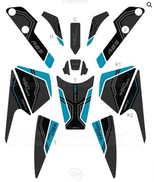 CF MOTO NK 450 TANK PAD FULL SET 13 PARÇA SİYAH-MAVİ 2024