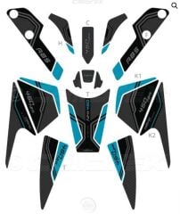 CF MOTO NK 450 TANK PAD FULL SET 13 PARÇA SİYAH-MAVİ 2024