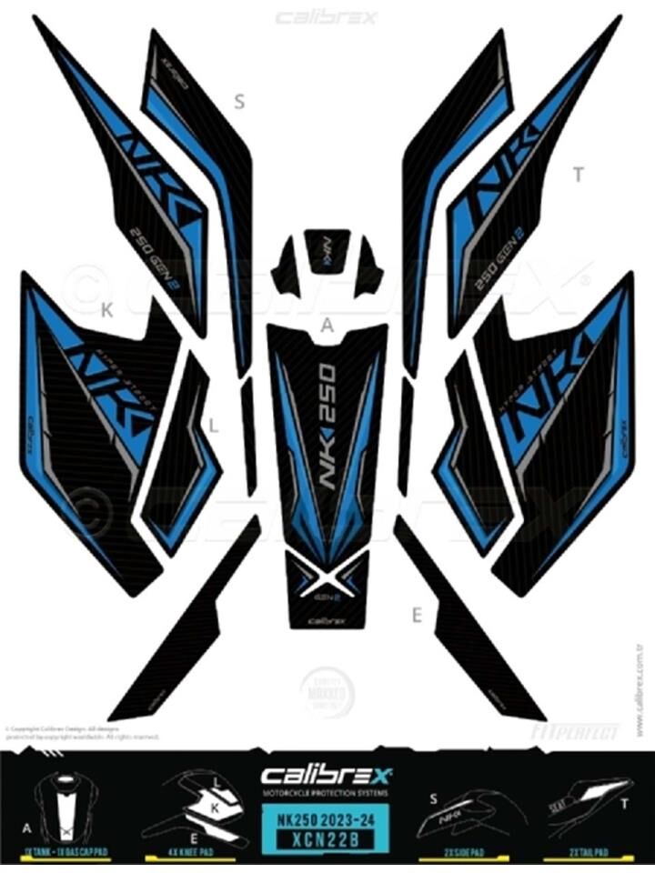 CF MOTO NK 250 TANK PAD FULL SET 10 PARÇA SİYAH-MAVİ 2023-2024