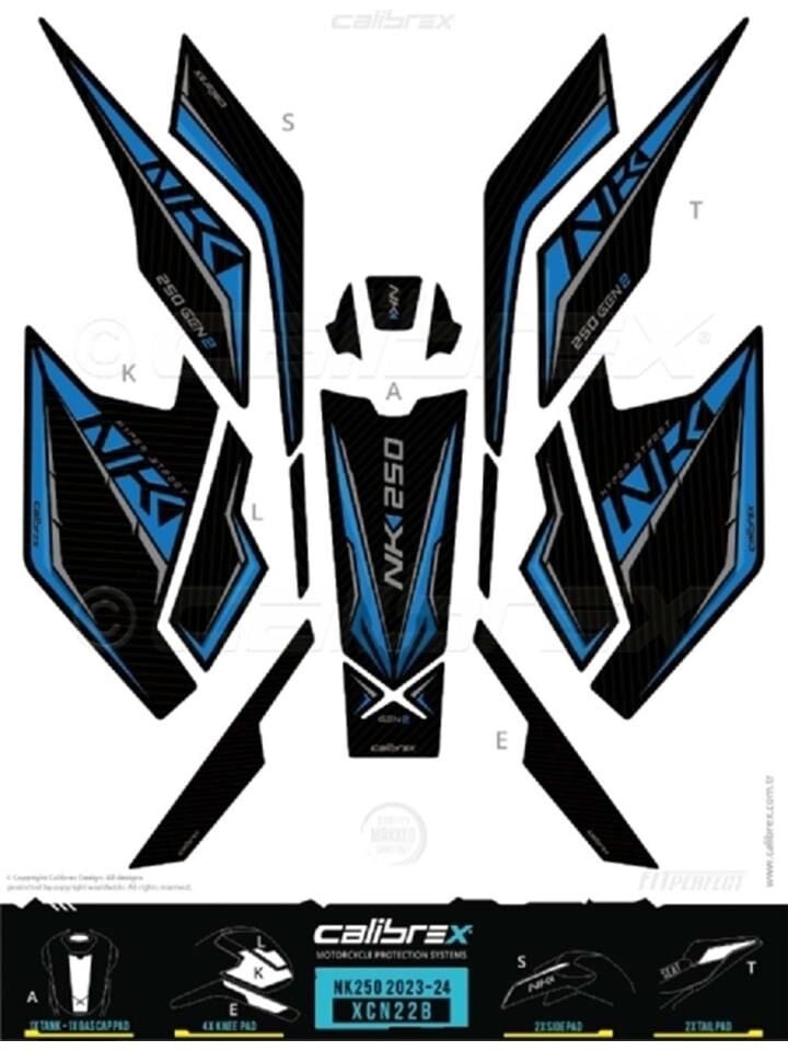 CF MOTO NK 250 TANK PAD FULL SET 10 PARÇA SİYAH-MAVİ 2023-2024