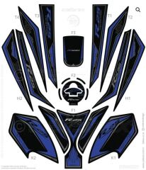 YAMAHA YZF R25 TANK PAD FULL SET 13 PARÇA SİYAH-MAVİ 2019-2024