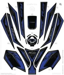YAMAHA YZF R25 TANK PAD FULL SET 13 PARÇA SİYAH-MAVİ 2019-2024