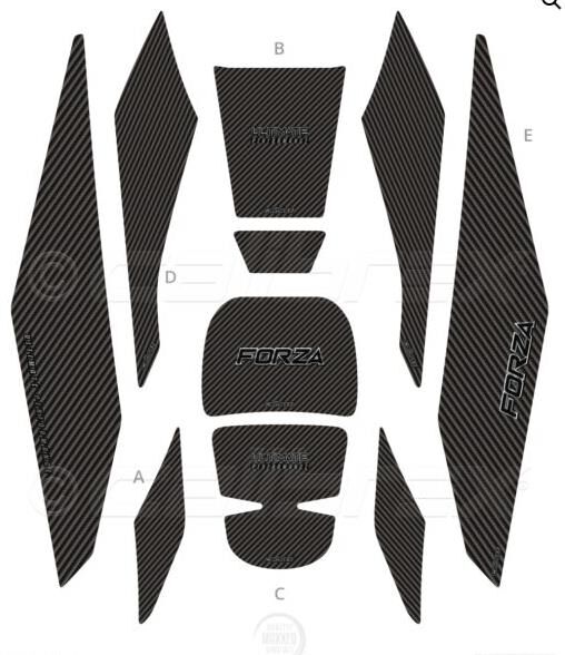 HONDA FORZA TANK PAD FULL SET 10 PARÇA SİYAH-GRİ KARBON 2023-2024