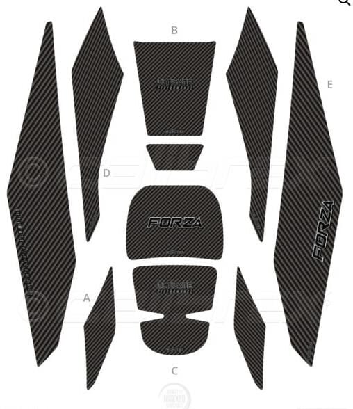 HONDA FORZA TANK PAD FULL SET 10 PARÇA SİYAH-GRİ KARBON 2023-2024