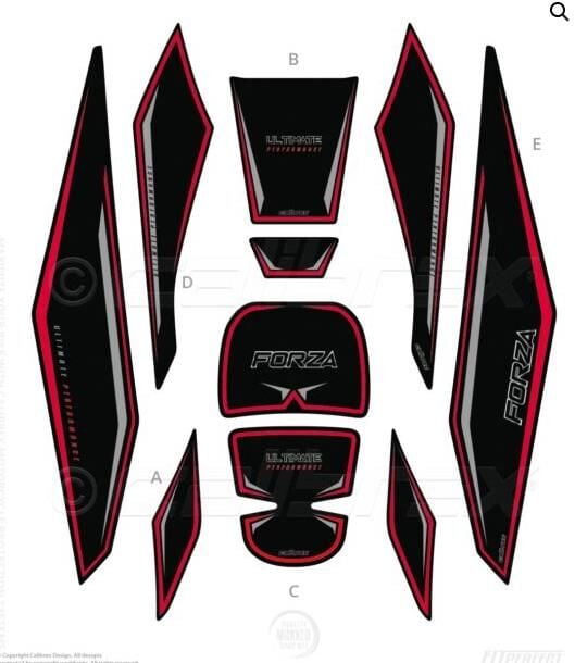 HONDA FORZA TANK PAD FULL SET 10 PARÇA SİYAH-KIRMIZI 2023-2024