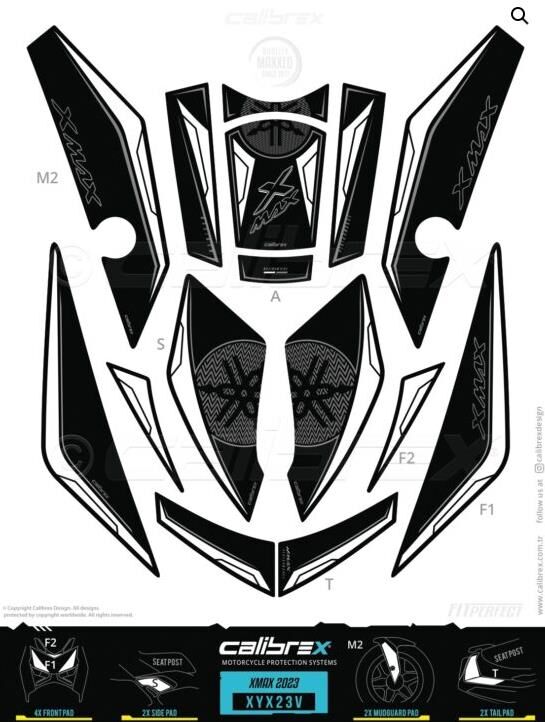 YAMAHA XMAX 250 TANK PAD FULL SET 15 PARÇA SİYAH-BEYAZ 2024