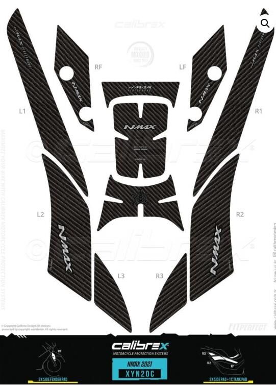 YAMAHA NMAX 125-155 TANK PAD FULL SET 11 PARÇA SİYAH KARBON 2020-2024