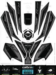 YAMAHA YZF R25 TANK PAD FULL SET 13 PARÇA SİYAH-GRİ 2019-2024