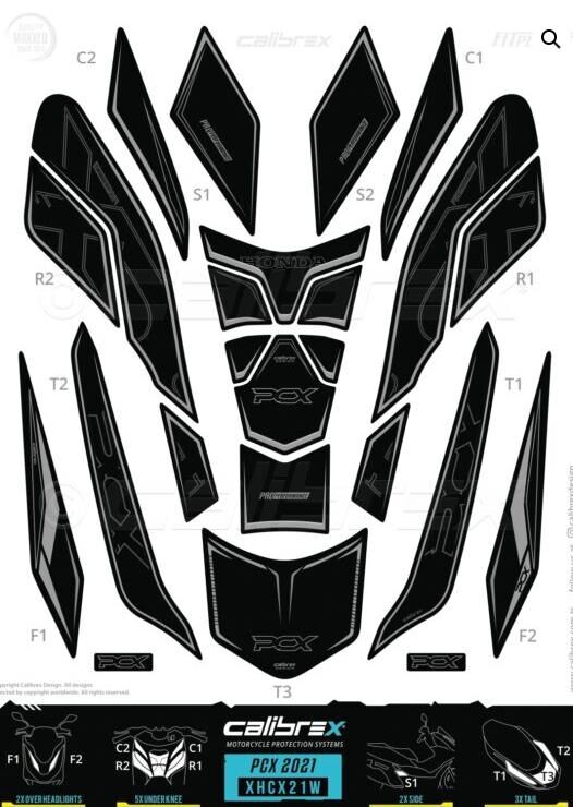 HONDA PCX 125 TANK PAD FULL SET 14 PARÇA SİYAH-BEYAZ 2021-2024