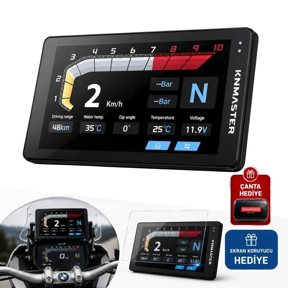 KNMASTER MOTOPLAY BM1 – 7¨ BMW Uyumlu Motosiklet CarPlay & Android Auto Multimedya Ekranı
