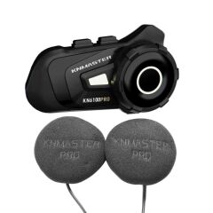 KNMASTER KN6100 PRO Motosiklet Kask İnterkom Bluetooth Intercom Kulaklık Seti-SİYAH