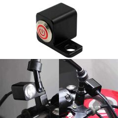 KNMASTER Ayna Bağlantılı Motosiklet Bas Çek Buton Kırmızı Ledli Sol