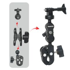 KNMASTER MC-200 – 360° Ayarlanabilir Motosiklet Çift Yengeç Kelepçeli (Double Clamp) Aksiyon Kamera Destek Aparatı (17 cm)