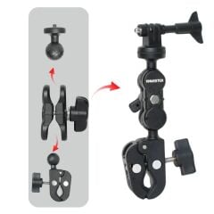 KNMASTER MC-200 – 360° Ayarlanabilir Motosiklet Çift Yengeç Kelepçeli (Double Clamp) Aksiyon Kamera Destek Aparatı (17 cm)