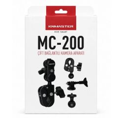 KNMASTER MC-200 – 360° Ayarlanabilir Motosiklet Çift Yengeç Kelepçeli (Double Clamp) Aksiyon Kamera Destek Aparatı (17 cm)