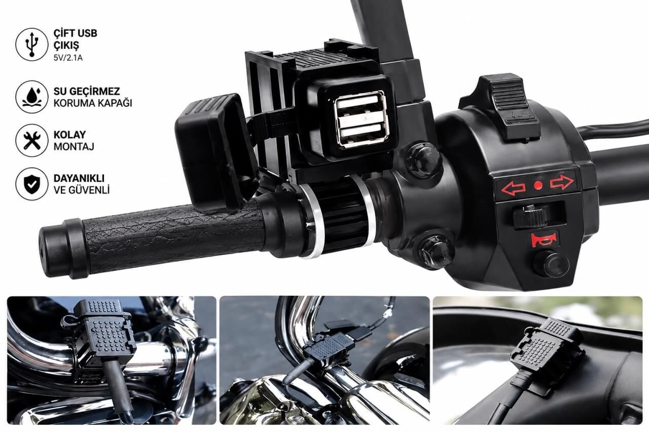 KNMASTER CS-100 Su Geçirmez Çift Usbli Şarj Soketi