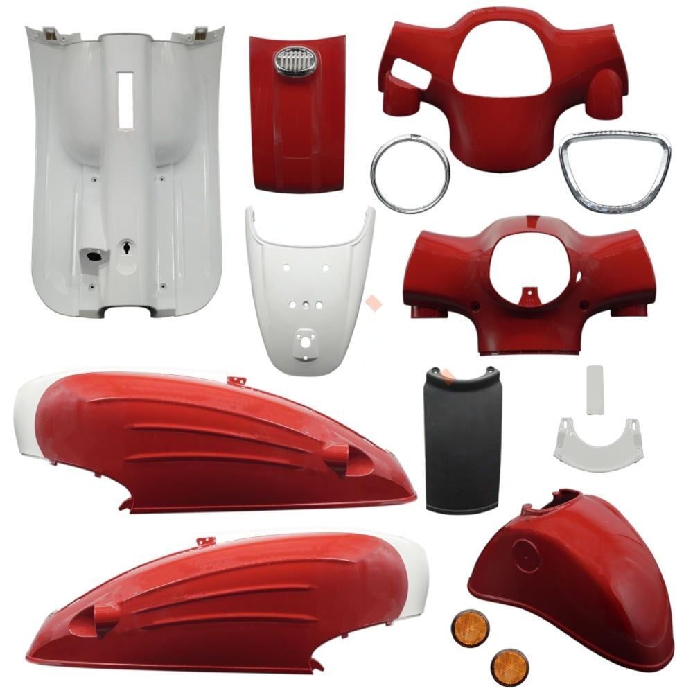 50-80cc SCOOTER MONDİAL TURİSMO 50  KAPORTA SETİ KIRMIZI PLASTİK PARÇALAR HARİÇ