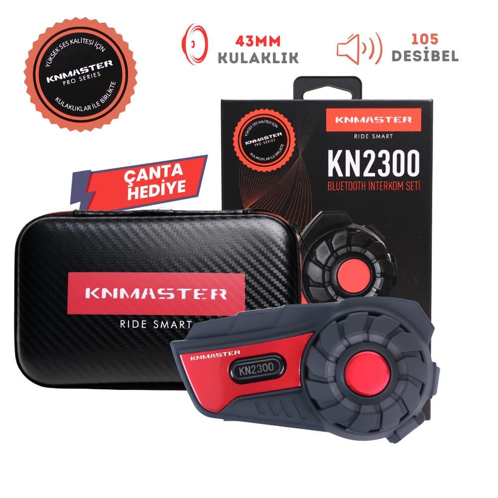 KN MASTER KN2300 Motosiklet Kask İnterkom Bluetooth Intercom Kulaklık Seti kırmızı