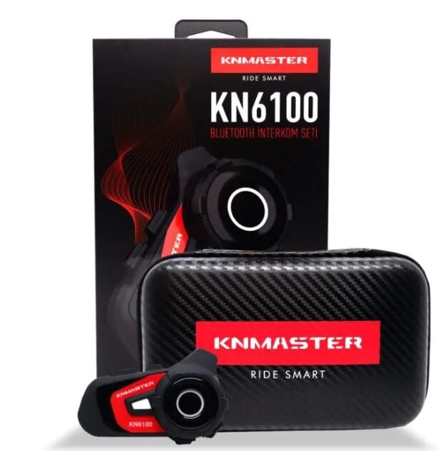 Knmaster KN6100 Motosiklet Kask İnterkom Bluetooth Intercom Kulaklık Seti kırmızı