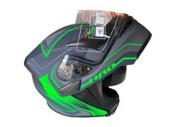 ÇENE AÇILIR KASK SİYAH-GRİ-YEŞİL AZ GREEN  XL BEDEN JK902