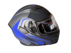 ÇENE AÇILIR KASK MAT SİYAH MAVİ GRİ AZ BLUE  L BEDEN JK902