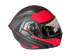 ÇENE AÇILIR KASK MAT SİYAH KIRMIZI AZ RED  L  JK902