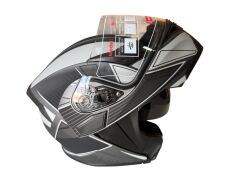 ÇENE AÇILIR KASK MAT SİYAH BEYAZ WHİTE  M  JK902