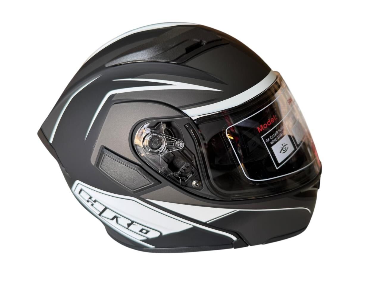 ÇENE AÇILIR KASK MAT SİYAH BEYAZ WHİTE  L JK902