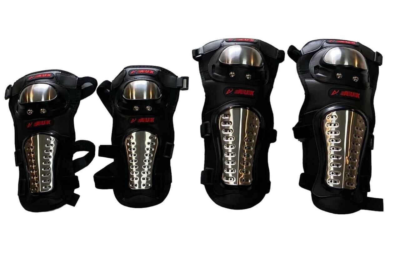 MOTOSİKLET DİZLİK VE DİRSEKLİK TAKIM PASLANMAZ ÇELİK KORUMALI MODEL 1