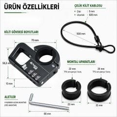 NUKROTECH CBK-4 ŞİFRELİ MOTOSİKLET KASK KİLİT