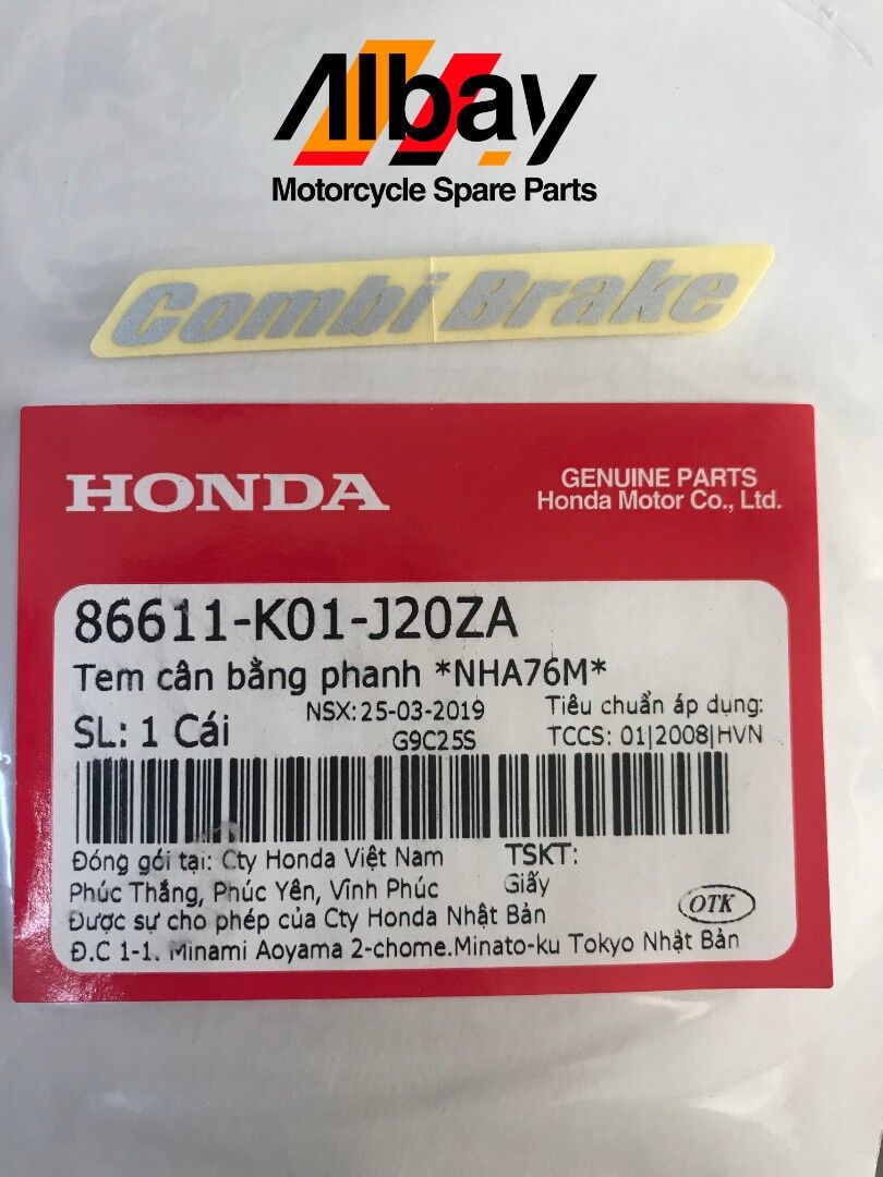 HONDA PCX 125 COMBİ BRAKE STİCKER GRİ ORJİNAL 2018-2020