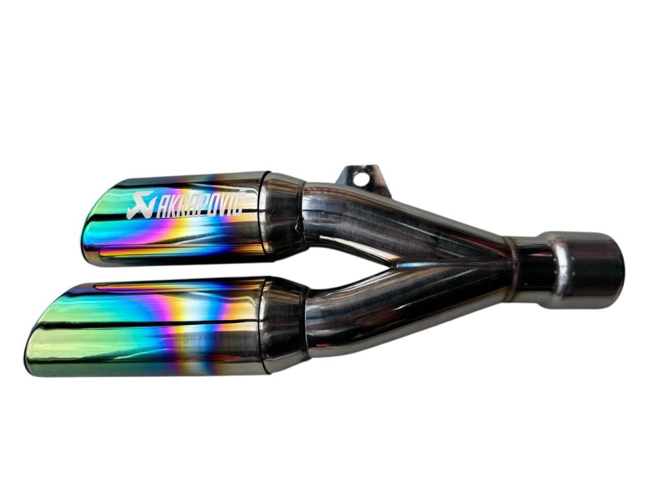 AKRAPOVİC EGSOZ ÇİFT ÇIKIŞ NİKEL GÖKKUŞAĞI SUSTURUCULU