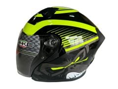 KC YARIM KASK VİZÖRLÜ KC528-1 SİYAH NEON YEŞİL M BEDEN