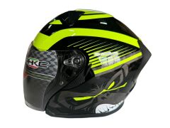 KC YARIM KASK VİZÖRLÜ KC528-1 SİYAH NEON YEŞİL M BEDEN