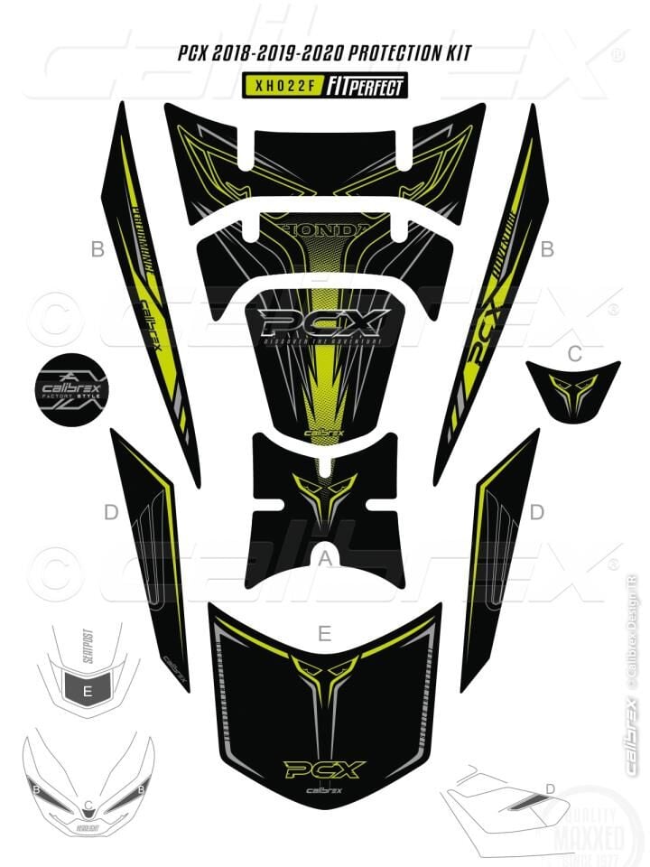 HONDA PCX 125 TANK PAD FULL SET 11 PARÇA SİYAH-SARI 2018-2020